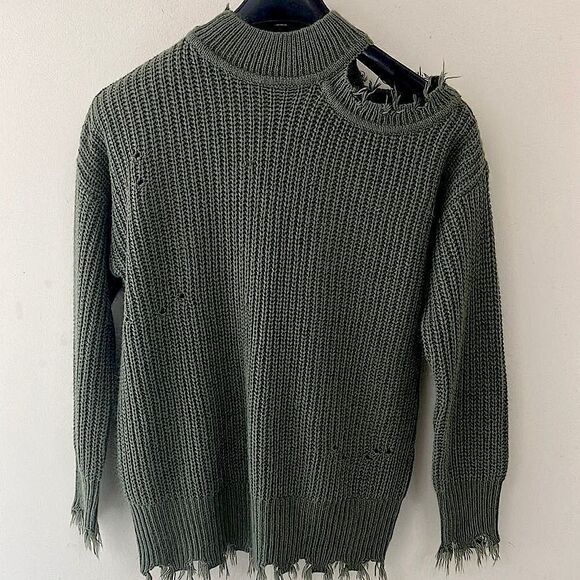 Bite Out Loose Knit Off Shoulder Sweater Sz XL - Picture 1 of 5